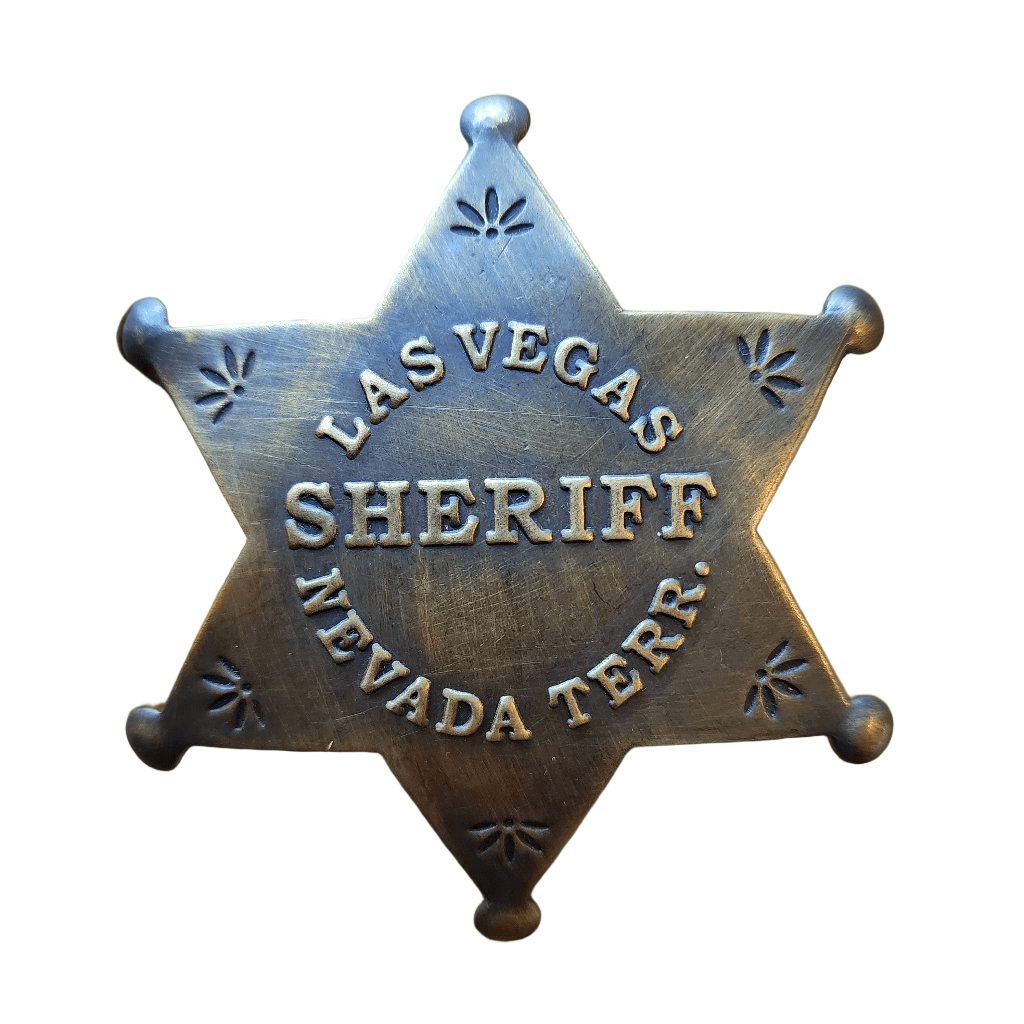 Sheriff Las Vegas Nevada Terr. Solid Brass Star Badge With Antique Finish & Soldered Pin (3" x 2.25") - Jones Peak