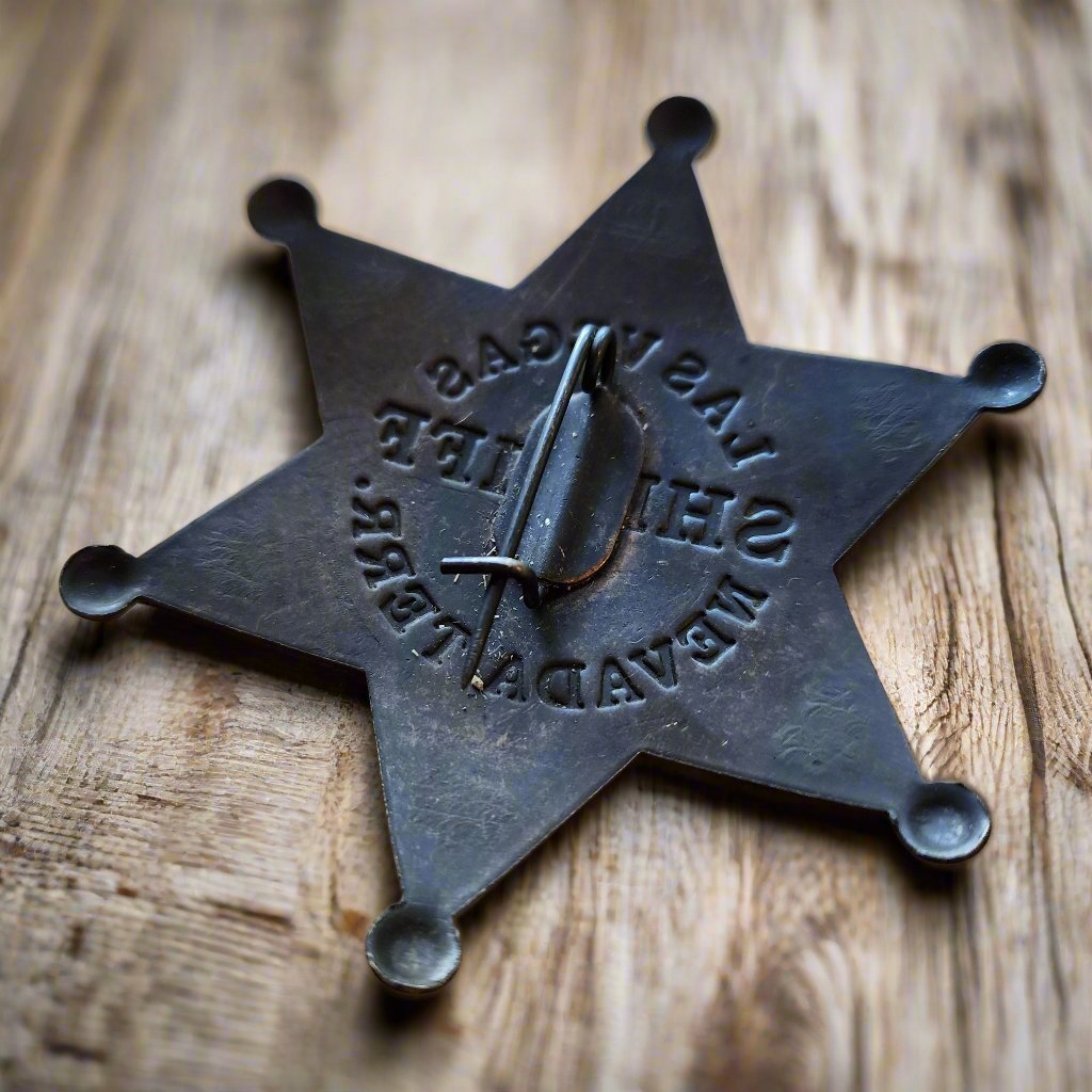 Sheriff Las Vegas Nevada Terr. Solid Brass Star Badge With Antique Finish & Soldered Pin (3" x 2.25") - Jones Peak