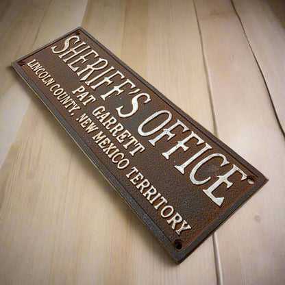 Sheriff Office Pat Garrett Cast Iron Plaque With Antique Finish (7.75" x 3.5") - Jones Peak