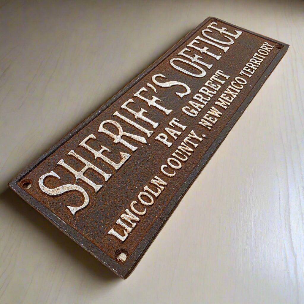 Sheriff Office Pat Garrett Cast Iron Plaque With Antique Finish (7.75" x 3.5") - Jones Peak