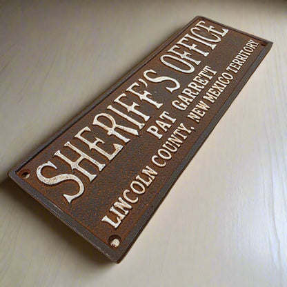 Sheriff Office Pat Garrett Cast Iron Plaque With Antique Finish (7.75" x 3.5") - Jones Peak