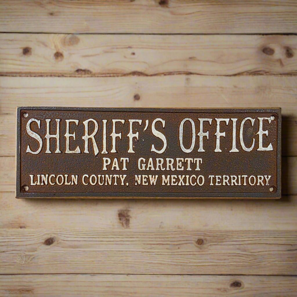 Sheriff Office Pat Garrett Cast Iron Plaque With Antique Finish (7.75" x 3.5") - Jones Peak