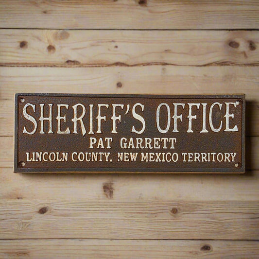 Sheriff Office Pat Garrett Cast Iron Plaque With Antique Finish (7.75" x 3.5") - Jones Peak