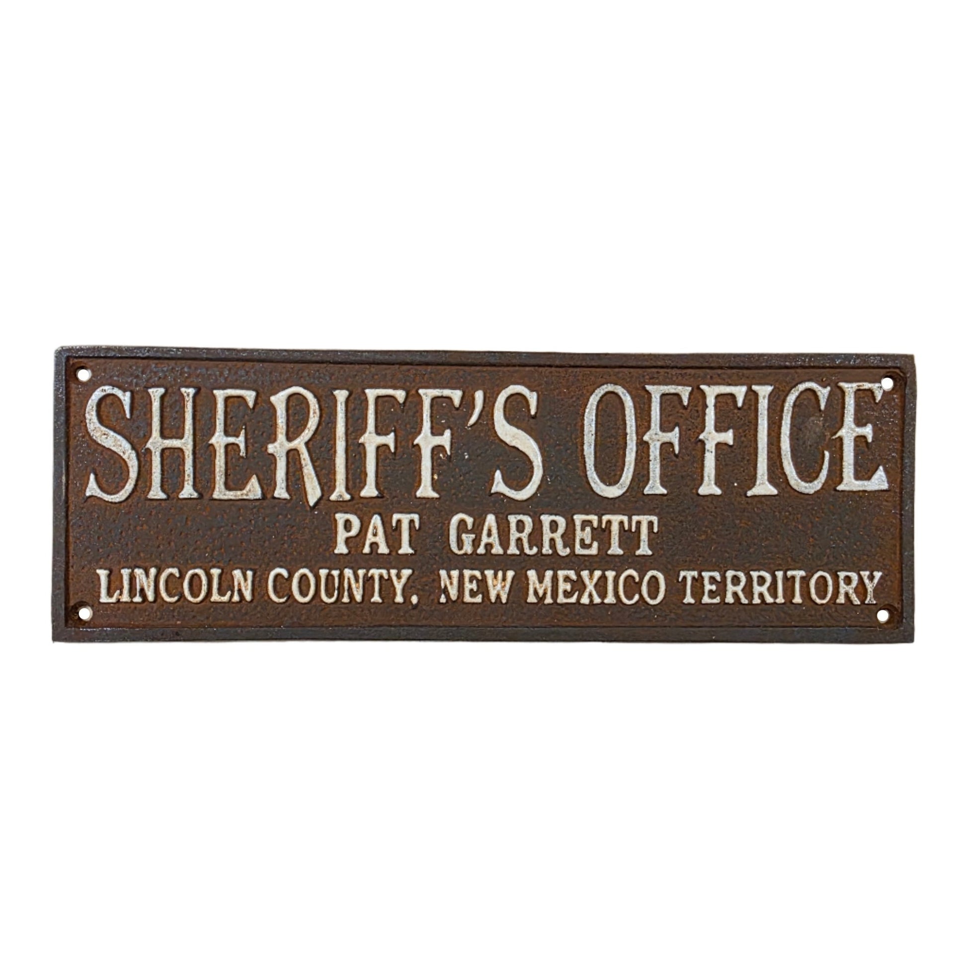 Sheriff Office Pat Garrett Cast Iron Plaque With Antique Finish (7.75" x 3.5") - Jones Peak