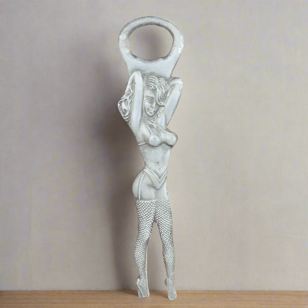 Showgirl Bottle Opener Aluminum With Raised Detail & Antique Finish (8" Tall) - Jones Peak