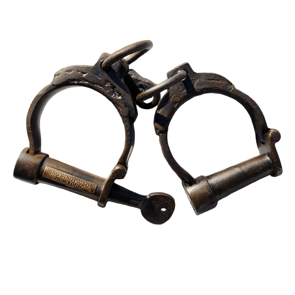 Sing Sing Prison Cast Iron Adjustable Handcuffs With Antique Finish (12.5" Long) - Jones Peak