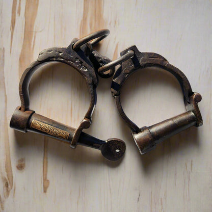 Sing Sing Prison Cast Iron Adjustable Handcuffs With Antique Finish (12.5" Long) - Jones Peak