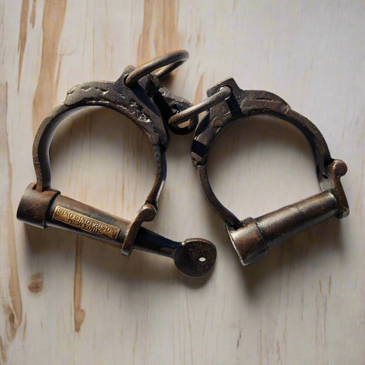Sing Sing Prison Cast Iron Adjustable Handcuffs With Antique Finish (12.5" Long) - Jones Peak