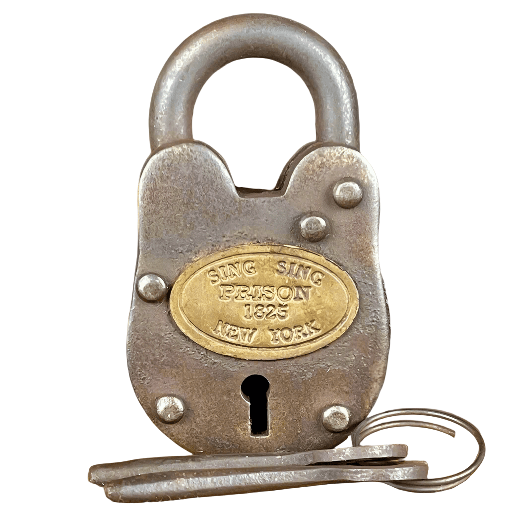 Sing Sing Prison New York 1825 Cast Iron Gate Lock and Keys With Antique Finish (2.5" x 1.5") - Jones Peak