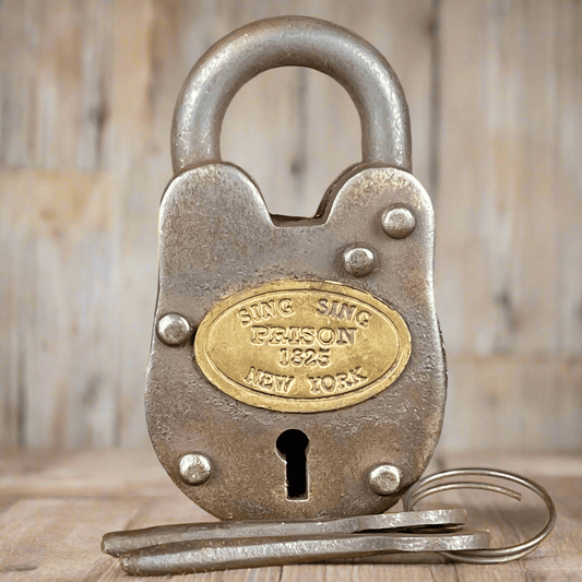 Sing Sing Prison New York 1825 Cast Iron Gate Lock and Keys With Antique Finish (2.5" x 1.5") - Jones Peak