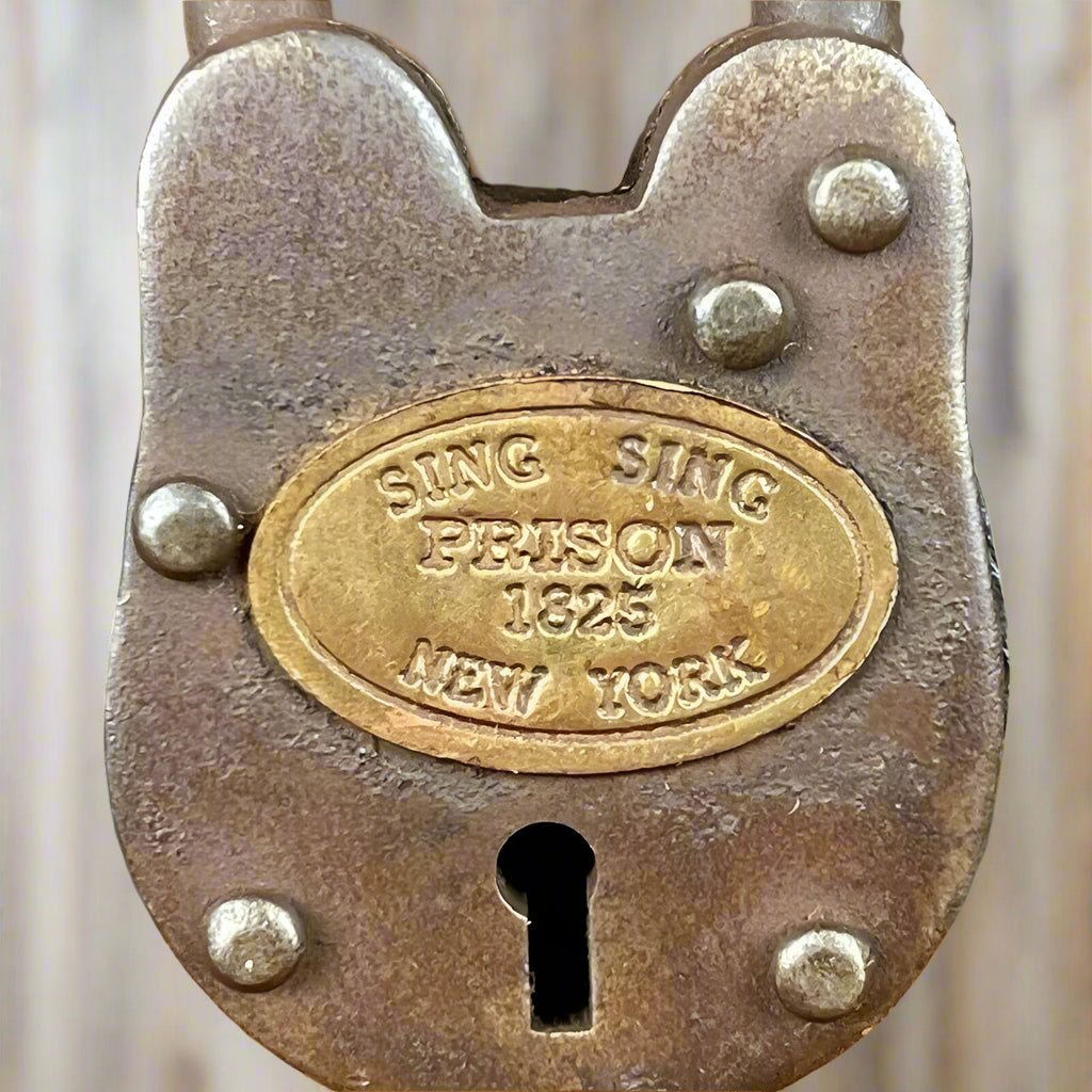 Sing Sing Prison New York 1825 Cast Iron Gate Lock and Keys With Antique Finish (2.5" x 1.5") - Jones Peak