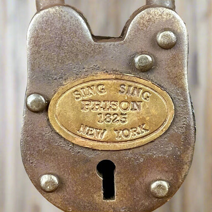Sing Sing Prison New York 1825 Cast Iron Gate Lock and Keys With Antique Finish (2.5" x 1.5") - Jones Peak