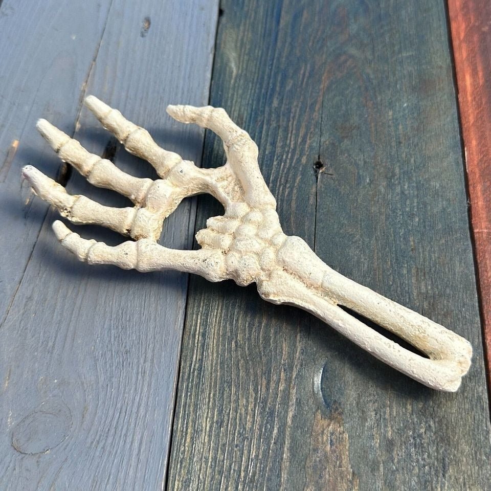 Skeleton Hand Cast Iron Bottle Opener With Antique Finish (6.5" Long) - Jones Peak