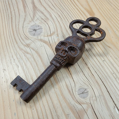 Skull Cast Iron Key With Skull Head & Antique Finish (5" Long) - Jones Peak