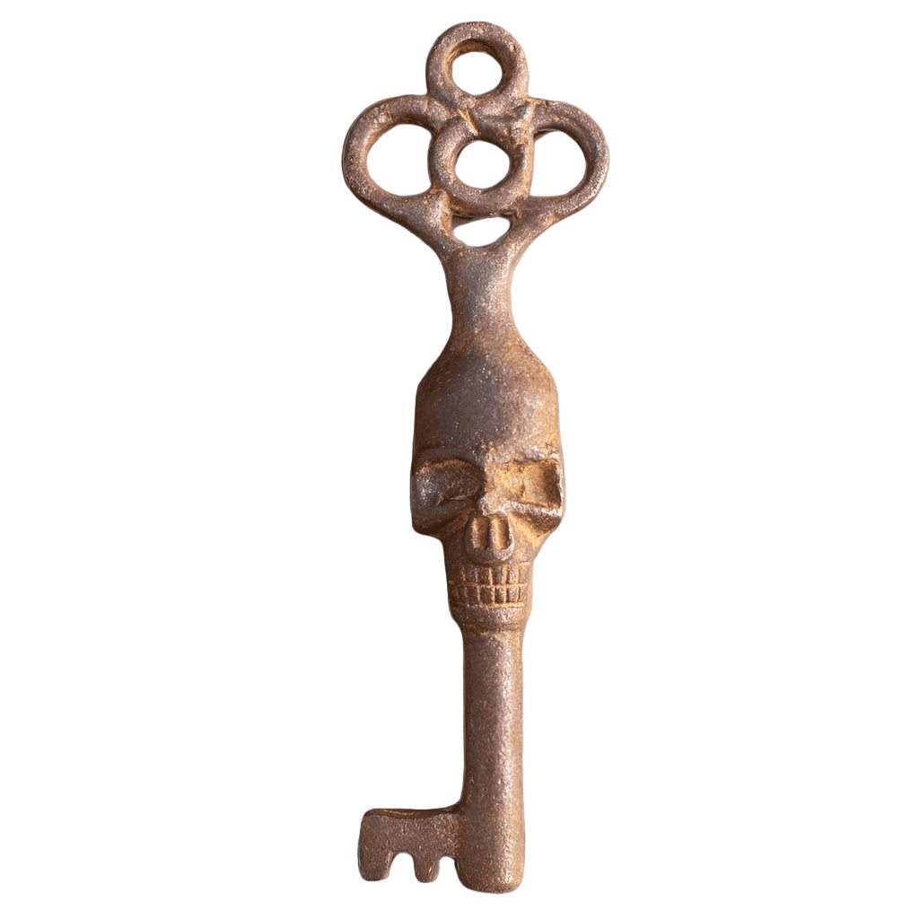 Skull Cast Iron Key With Skull Head & Antique Finish (5" Long) - Jones Peak
