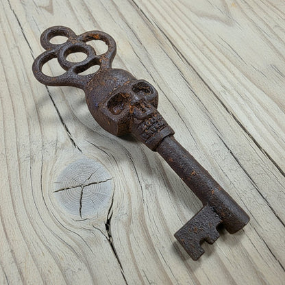 Skull Cast Iron Key With Skull Head & Antique Finish (5" Long) - Jones Peak