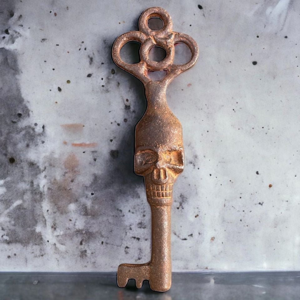 Skull Cast Iron Key With Skull Head & Antique Finish (5" Long) - Jones Peak