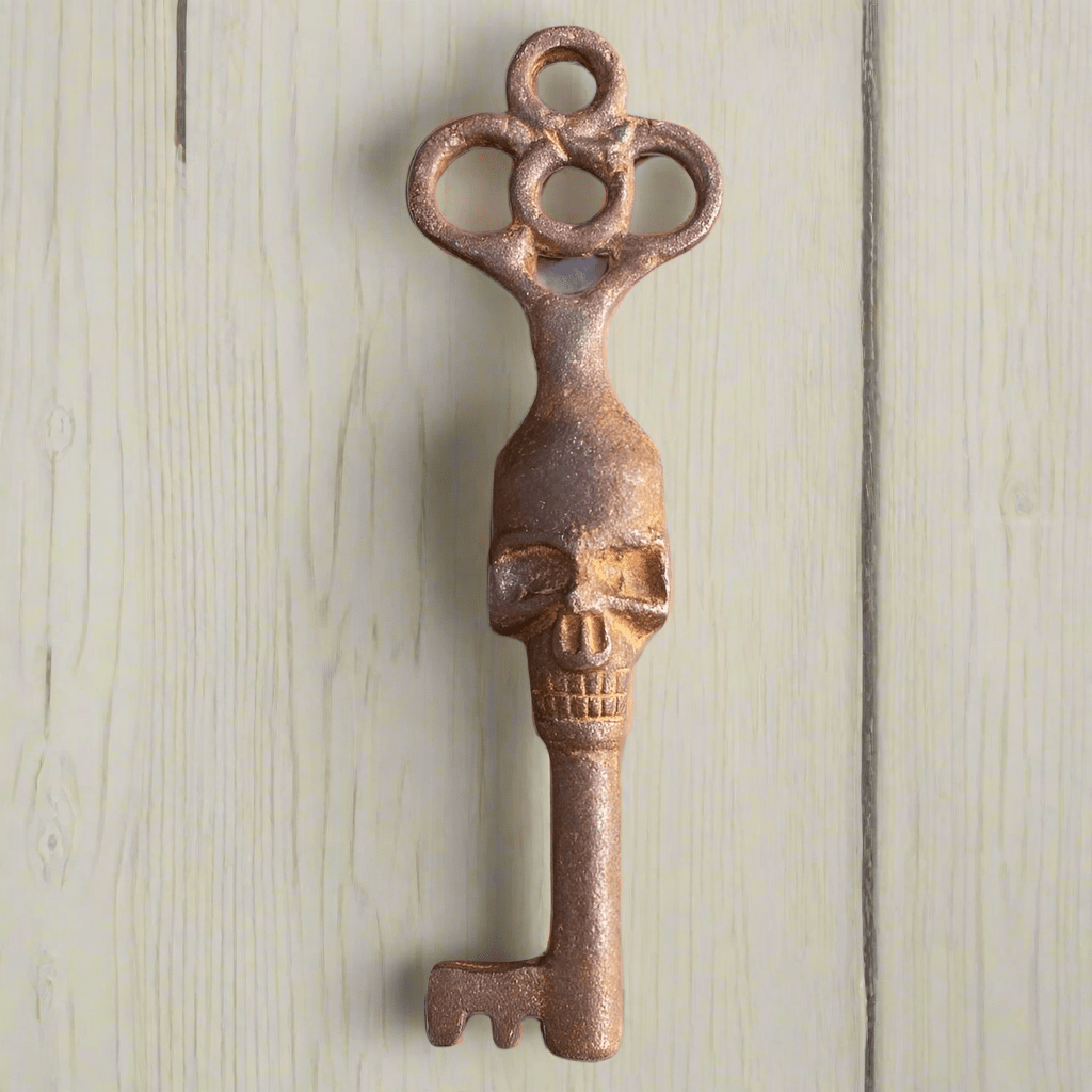 Skull Cast Iron Key With Skull Head & Antique Finish (5" Long) - Jones Peak