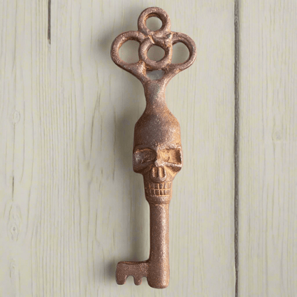 Skull Cast Iron Key With Skull Head & Antique Finish (5" Long) - Jones Peak