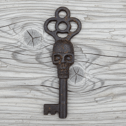 Skull Cast Iron Key With Skull Head & Antique Finish (5" Long) - Jones Peak