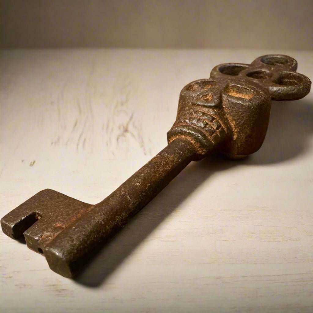 Skull Cast Iron Skeleton Keys With Raised Detail & Antique