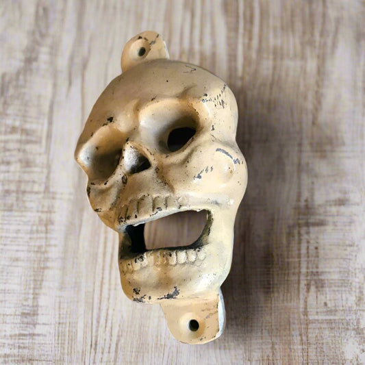 Skull Cast Iron Wall Mounted Bottle Opener With Antique Finish (5" x 2.75") - Jones Peak