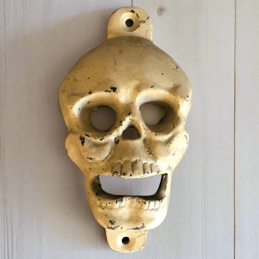 Skull Cast Iron Wall Mounted Bottle Opener With Antique Finish (5" x 2.75") - Jones Peak