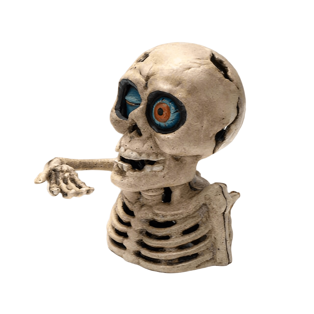 Skull One Eye Cast Iron Mechanical Coin Bank With Painted Antique Finish (6" x 5.5") - Jones Peak