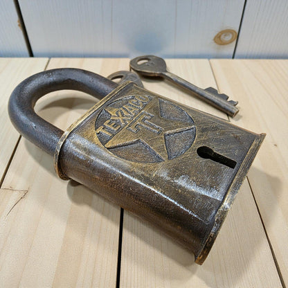 Texaco Station Solid Brass Lock With Keys & Antique Finish (3" x 2") - Jones Peak