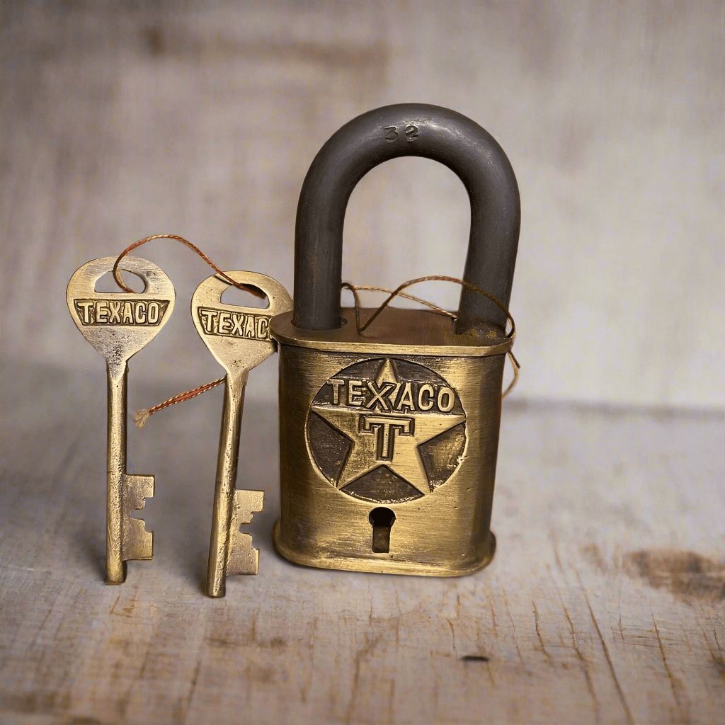 Texaco Station Solid Brass Lock With Keys & Antique Finish - Jones Peak