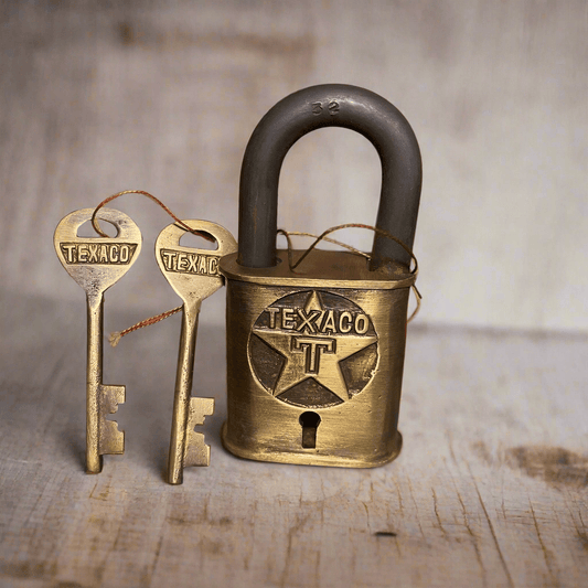 Texaco Station Solid Brass Lock With Keys & Antique Finish - Jones Peak