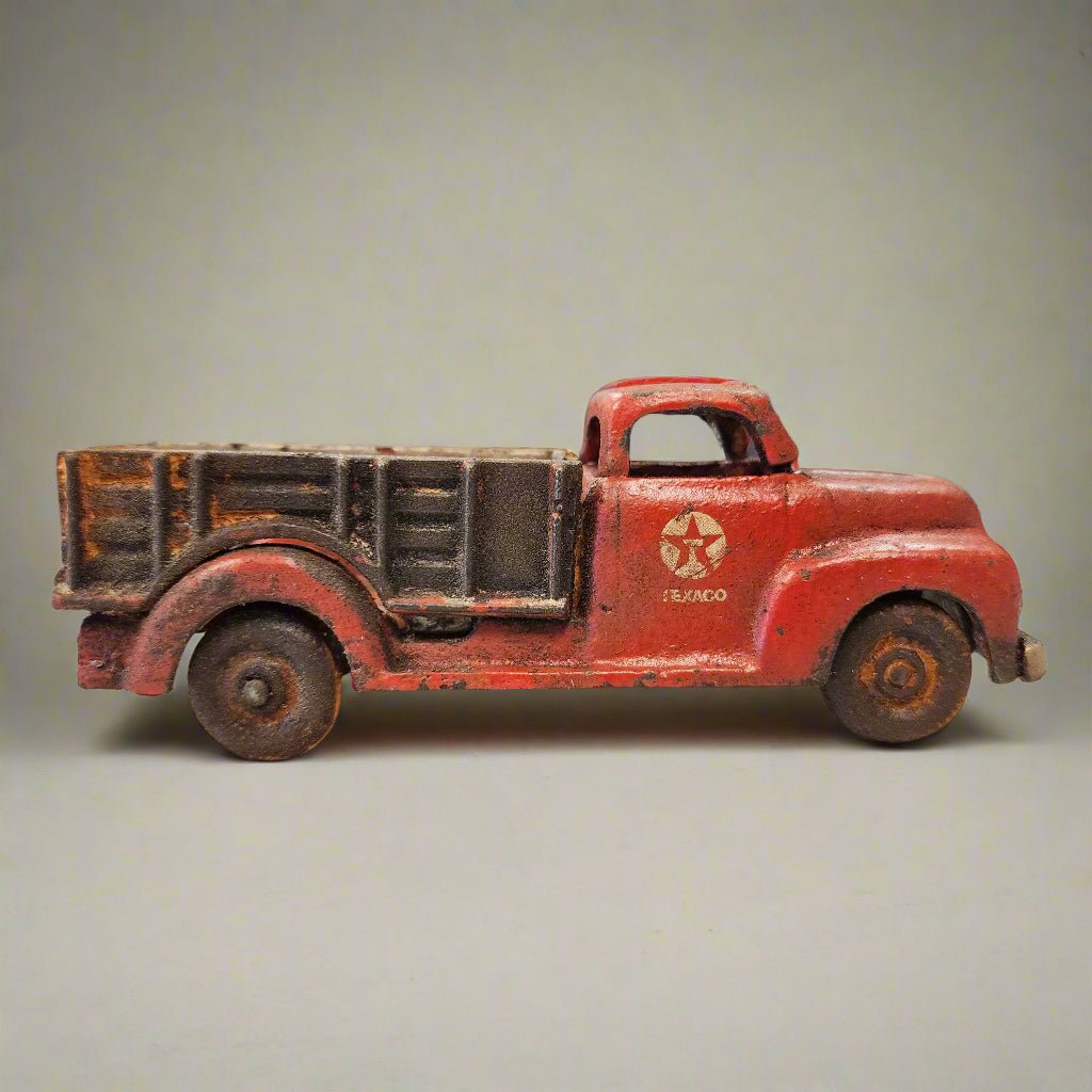 Texaco Truck Cast Iron with Moving Wheels & Painted Antique Finish (6.25" x 2.25") - Jones Peak