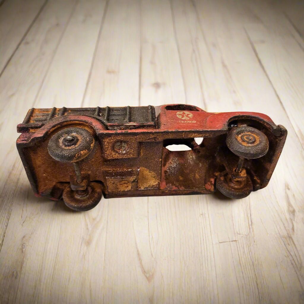 Texaco Truck Cast Iron with Moving Wheels & Painted Antique Finish (6.25" x 2.25") - Jones Peak