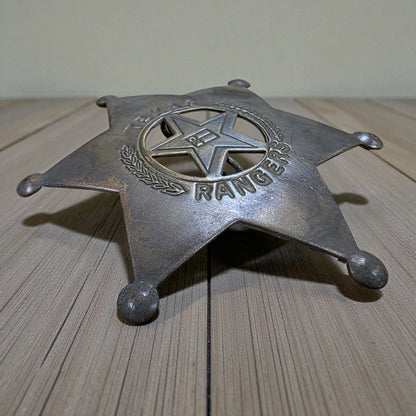 Texas Rangers Solid Brass Badge With Soldered Pin & Antique Finish (3" x 2.25") - Jones Peak