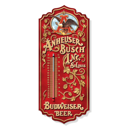 Anheuser Busch Budweiser Beer Thermometer (17.5" x 7.5") - Jones Peak