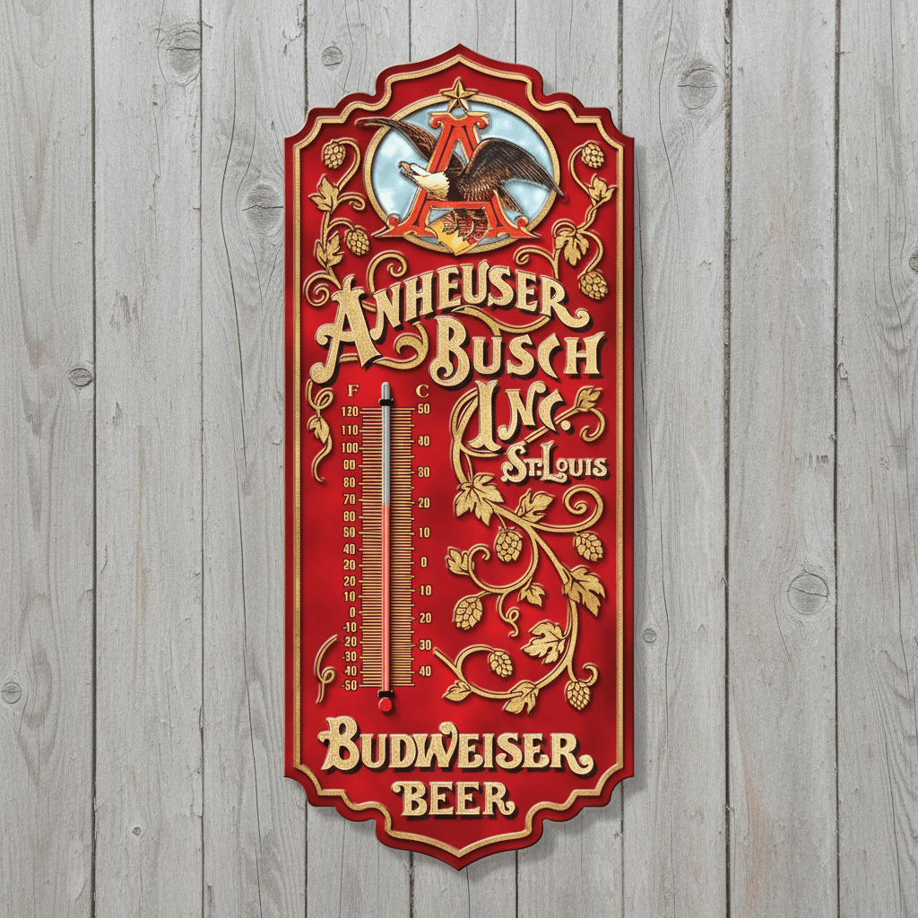 Anheuser Busch Budweiser Beer Thermometer (17.5" x 7.5") - Jones Peak