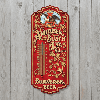 Anheuser Busch Budweiser Beer Thermometer (17.5" x 7.5") - Jones Peak
