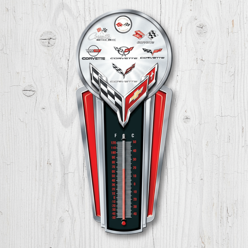 Chevrolet Corvette Logo Thermometer (17.5" x 7.5") - Jones Peak