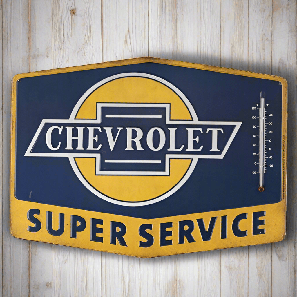 Chevrolet Super Service Embossed Wall Thermometer (14" x 10.25") - Jones Peak