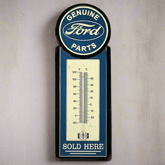 Ford Genuine Parts Embossed Metal Wall Thermometer (5" x 15.5") - Jones Peak