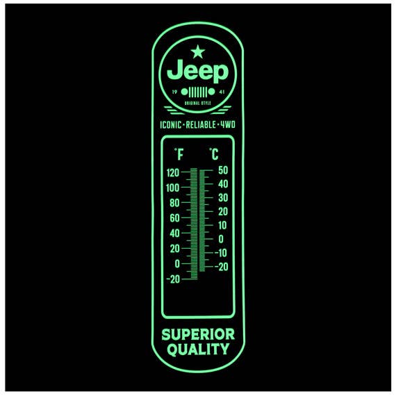 Jeep Glow - in - the - Dark Wall Thermometer (8.5" x 27") - Jones Peak