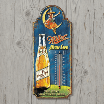 Miller High Life Milwaukee Beer Thermometer (17.5" x 7.5") - Jones Peak