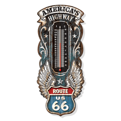 Route 66 America's Highway Thermometer (17.5" x 7.3") - Jones Peak