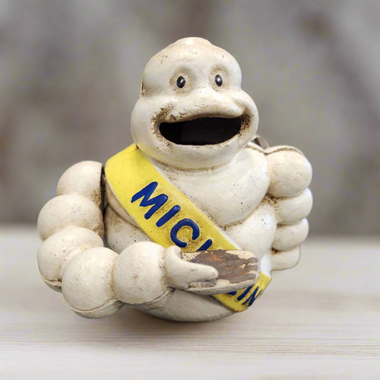 Tire Man Cast Iron Mechanical Coin Bank With Painted Antique Finish (4.5" x 5.5") - Jones Peak