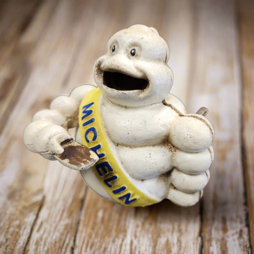 Tire Man Cast Iron Mechanical Coin Bank With Painted Antique Finish (4.5" x 5.5") - Jones Peak