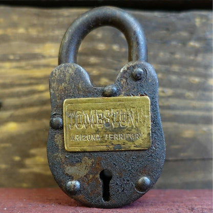 Tombstone Arizona Territory Cast Iron Gate Lock With Keys & Antique Finish (2.5" x 1.5") - Jones Peak