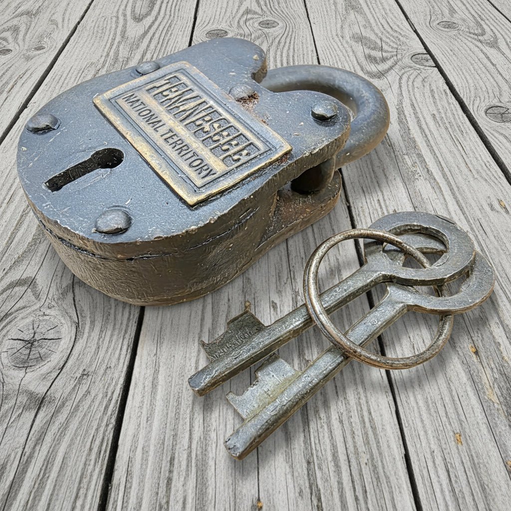Tombstone Arizona Territory Cast Iron Gate Lock With Keys & Antique Finish (2.5" x 1.5") - Jones Peak