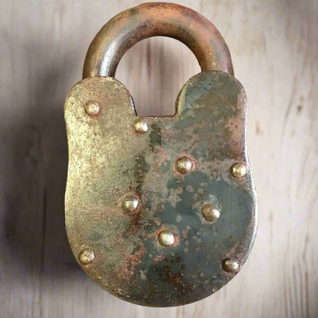 Alcatraz Prison San Francisco Death Row Lock Cast Iron With Keys & Antique Finish (3" x 5") - Jones Peak