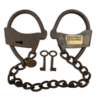 Alcatraz Prison San Francisco Iron Adjustable Handcuffs With Chain Serial Tag And Antique Finish (23" Long) - Jones Peak