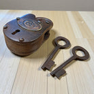 Colt Cast Iron Gate Lock With Brass Tag Keys & Antique Vintage Finish (2.5" x 1.5") - Jones Peak